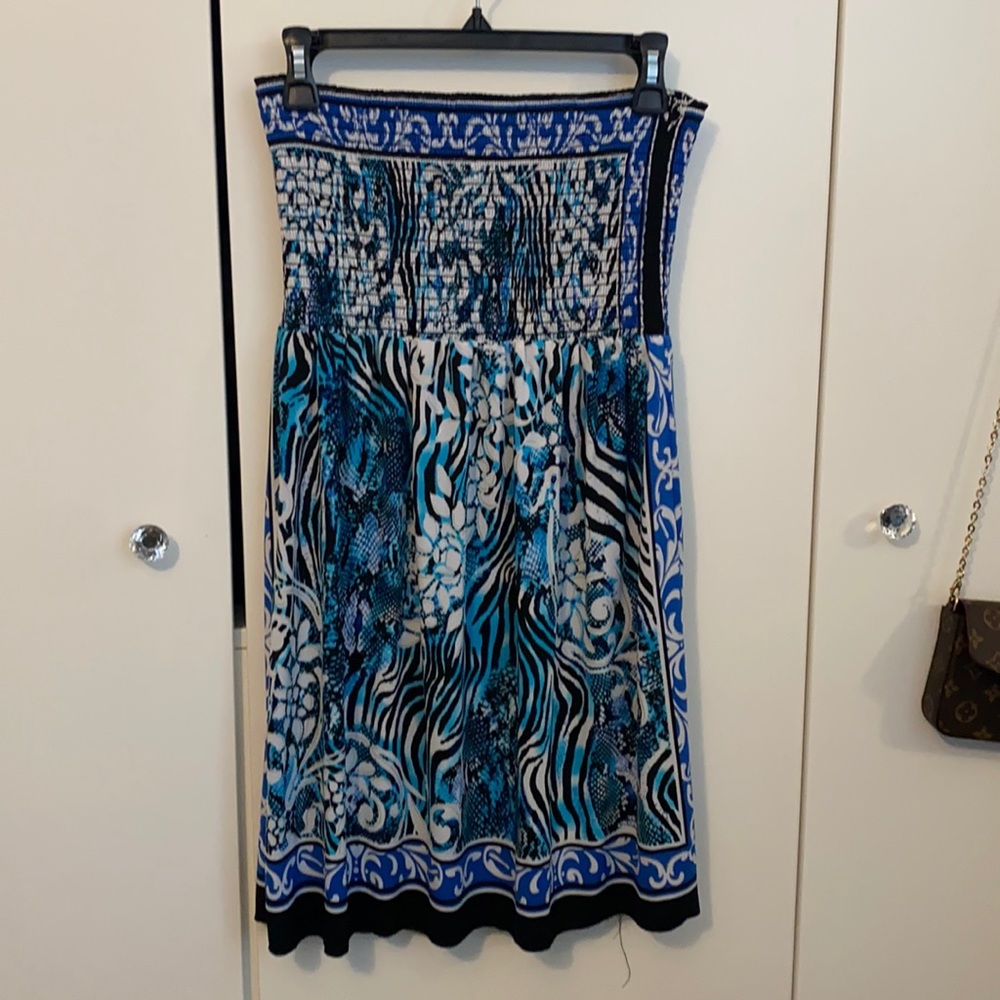 Cache blue , teal , black & white dress